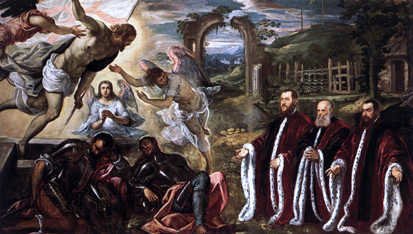  Domenico Robusti Resurrection and Three Avogadri - Canvas Art Print