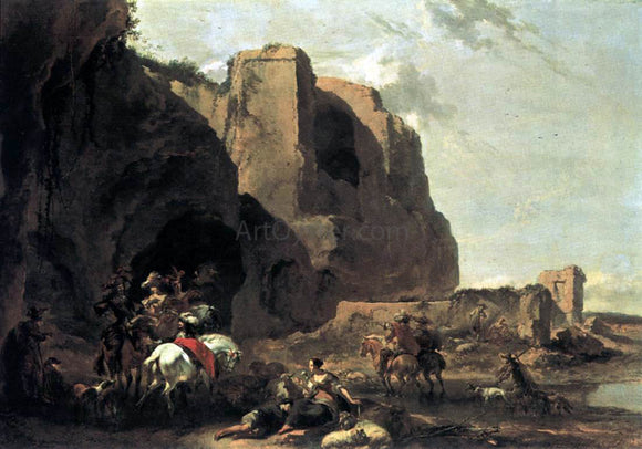  Nicolaes Berchem Return from the Falcon Hunt - Canvas Art Print