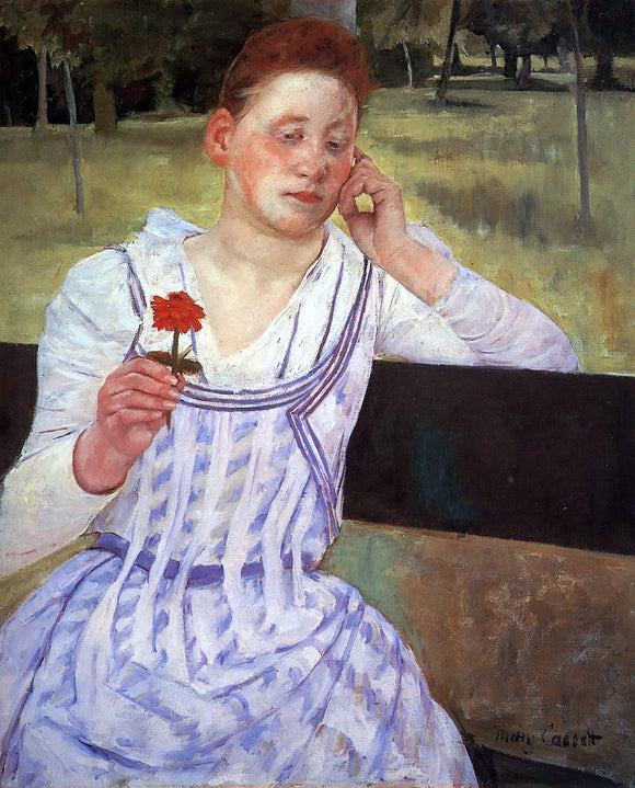  Mary Cassatt Reverie (also known as Woman with a Red Zinnia) - Canvas Art Print