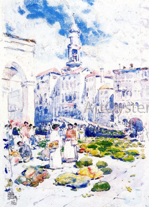  Frederick Childe Hassam Rialto Market, Venice - Canvas Art Print