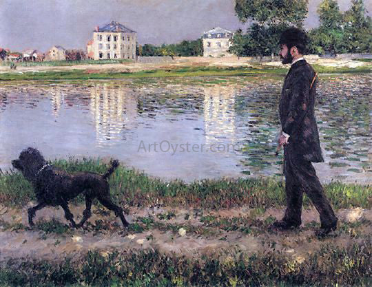  Gustave Caillebotte Richard Gallo and His Dog at Petit Gennevilliers - Canvas Art Print