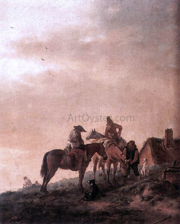 Philips Wouwerman Rider's Rest Place - Canvas Art Print