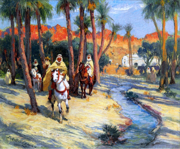  Frederick Arthur Bridgeman Riding through an Oasis - Canvas Art Print