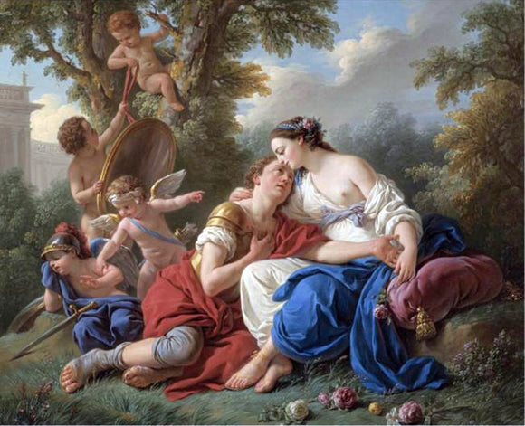  Louis-Jean-Francois Lagrenee Rinaldo and Armida - Canvas Art Print