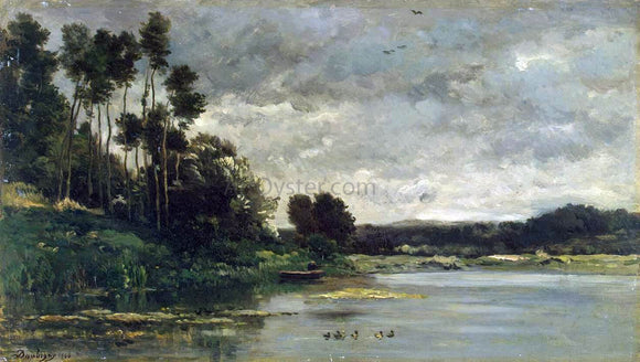  Charles Francois Daubigny River Bank - Canvas Art Print