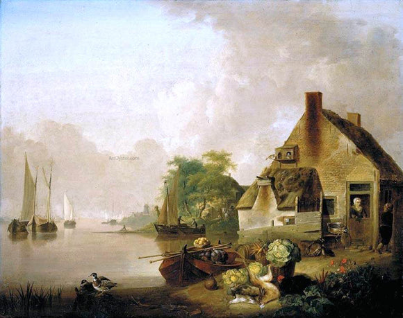  Jan Van Os River Landscape - Canvas Art Print
