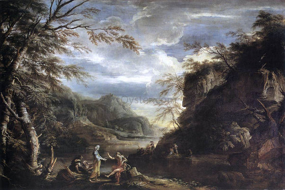  Salvator Rosa River Landscape with Apollo and the Cumean Sibyl - Canvas Art Print