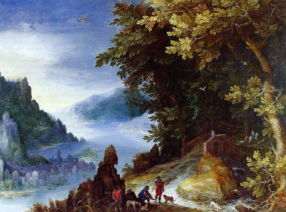  The Elder Jan Bruegel River Landscape with Resting Travellers - Canvas Art Print