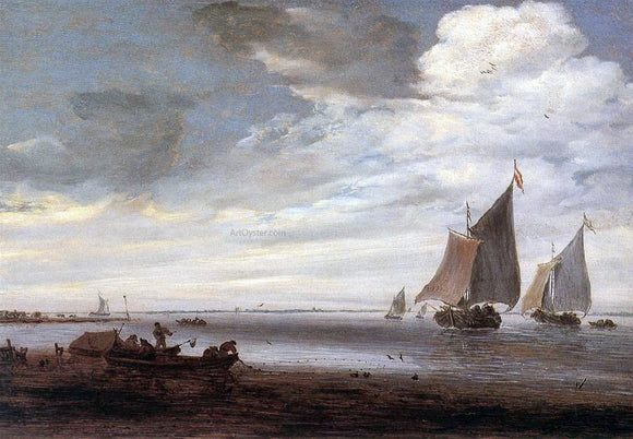  Salomon Van Ruysdael River Scene - Canvas Art Print