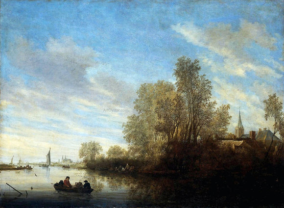  Salomon Van Ruysdael River View near Deventer - Canvas Art Print