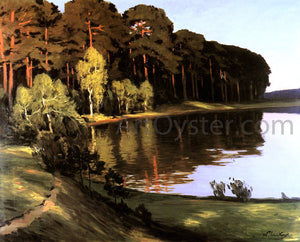  Walter Leistikow Riverscene with Forest beyond - Canvas Art Print