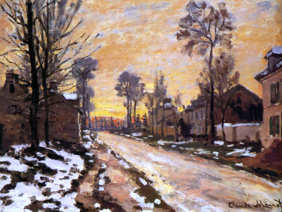  Claude Oscar Monet Road at Louveciennes, Melting Snow, Sunset - Canvas Art Print