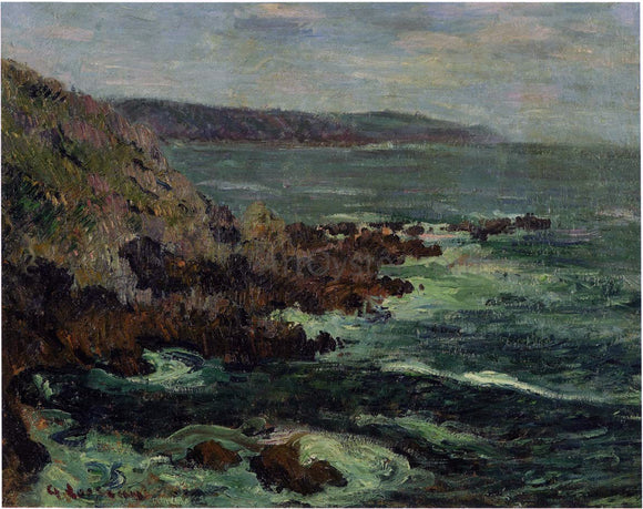  Gustave Loiseau Rock cliffs by the sea in Britain - Canvas Art Print