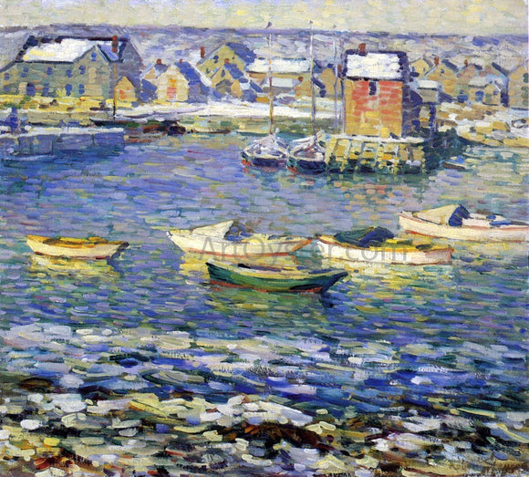  Robert Spencer Rockport, Boats in a Harbor - Canvas Art Print