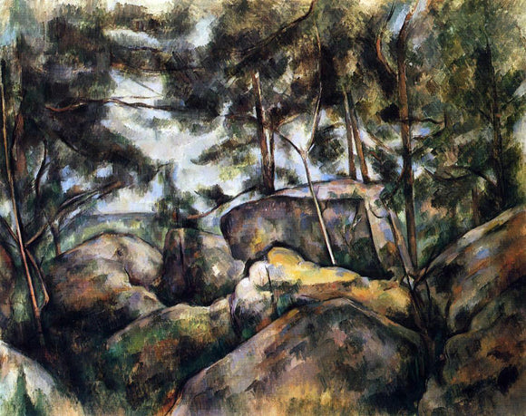  Paul Cezanne Rocks at Fountainebleau - Canvas Art Print