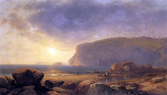  William M Hart Rocky Coast at Sunset - Canvas Art Print