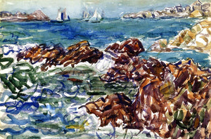  Maurice Prendergast Rocky Cove with Village - Canvas Art Print