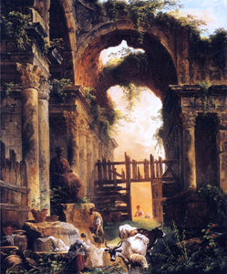  Hubert Robert A Roman Ruin - Canvas Art Print