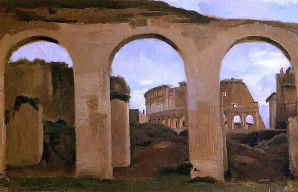  Jean-Baptiste-Camille Corot Rome - The Coliseum Seen through Arches of the Basilica of Constantine - Canvas Art Print