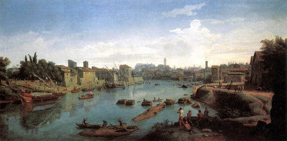  Caspar Andriaans Van Wittel Rome, the Tiber near the Porto di Ripa Grande - Canvas Art Print