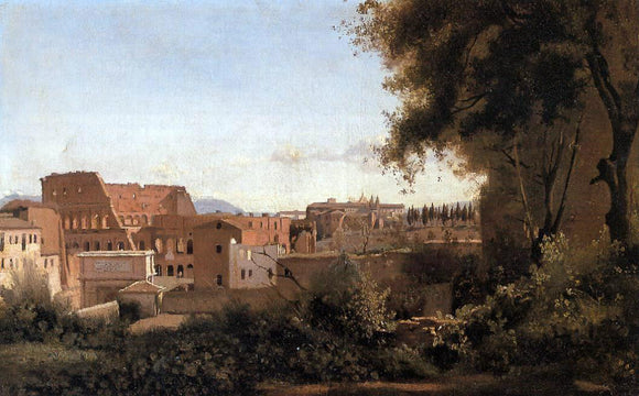  Jean-Baptiste-Camille Corot Rome - View from the Farnese Gardens, Noon (also known as Study of the Coliseum) - Canvas Art Print