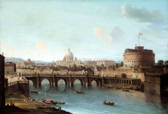  Antonio Joli Rome: View of the Tiber - Canvas Art Print