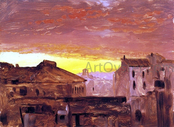  Frederic Edwin Church Rooftops at Sunset, Rome, Italy - Canvas Art Print