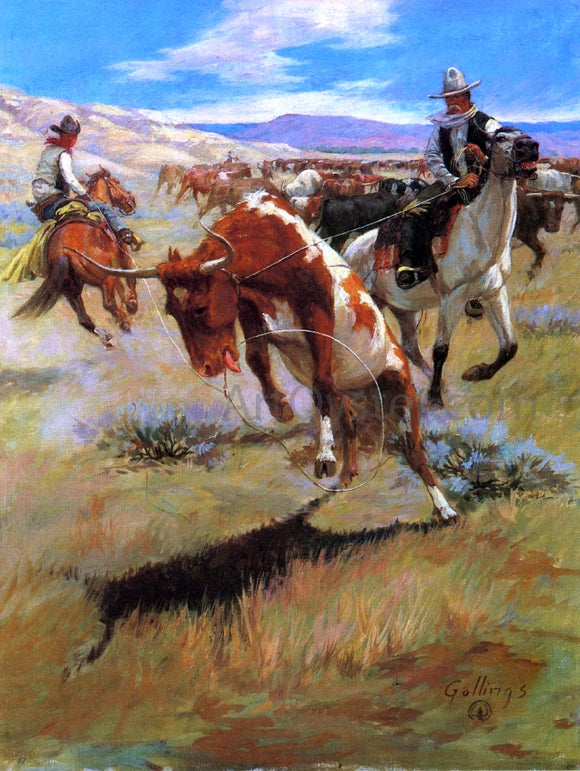  William Gollings Roping a Steer - Canvas Art Print