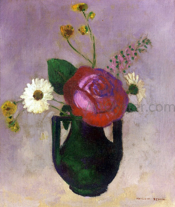  Odilon Redon Rose and Daisy - Canvas Art Print