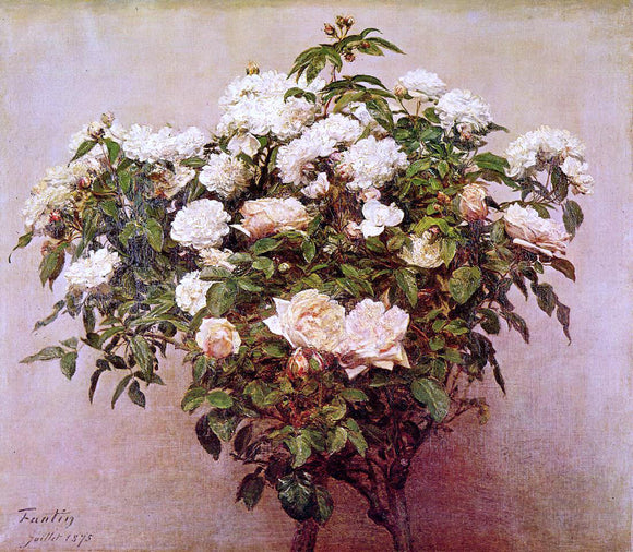  Henri Fantin-Latour Rose Trees - White Roses - Canvas Art Print