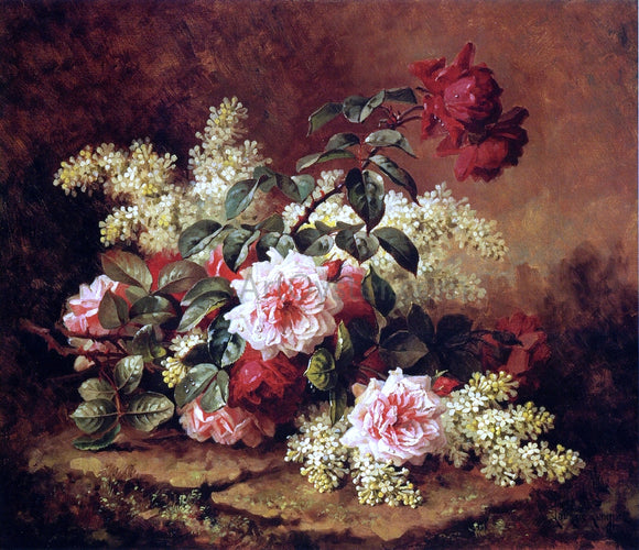  Raoul Paul Maucherat De Longpre Roses and Mahogany - Canvas Art Print