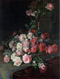  Robert Jenkins Onderdonk Roses and Mahogany - Canvas Art Print