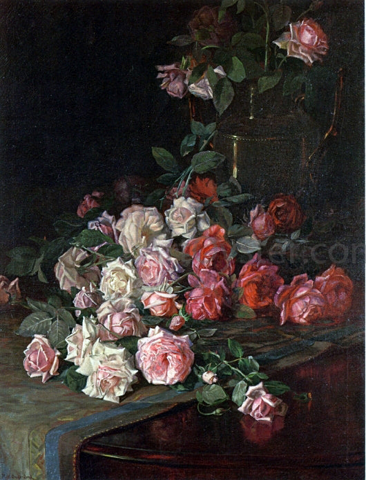  Robert Jenkins Onderdonk Roses and Mahogany - Canvas Art Print