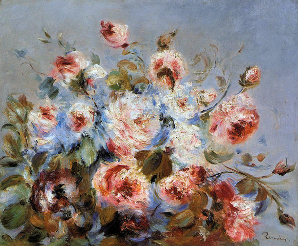  Pierre Auguste Renoir Roses from Wargemont - Canvas Art Print