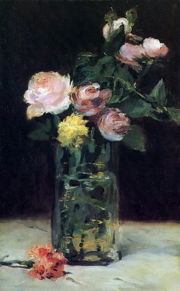  Edouard Manet Roses in a Glass Vase - Canvas Art Print