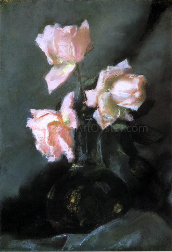  John La Farge Roses in a Vase - Canvas Art Print