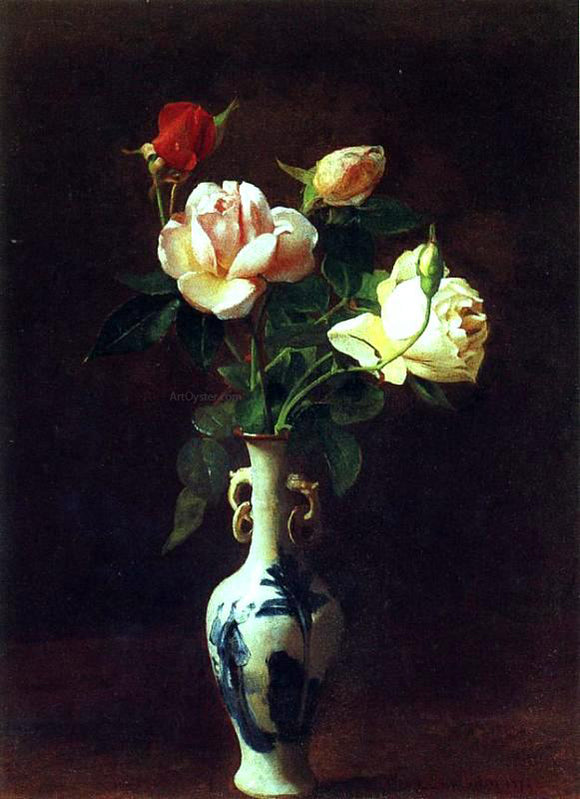  George Cochran Lambdin Roses in a Vase - Canvas Art Print