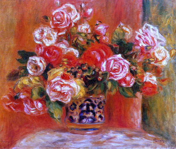  Pierre Auguste Renoir Roses in a Vase - Canvas Art Print