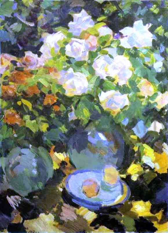  Constantin Alexeevich Korovin Roses in Blue Jugs - Canvas Art Print