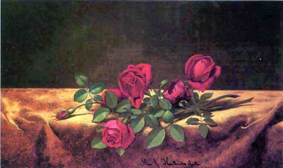  Martin Johnson Heade Roses Lying on Gold Velvet - Canvas Art Print