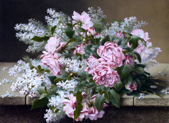  Raoul Paul Maucherat De Longpre Roses on a Marble Tabletop - Canvas Art Print