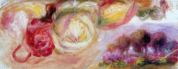  Pierre Auguste Renoir Roses with a Landscape - Canvas Art Print