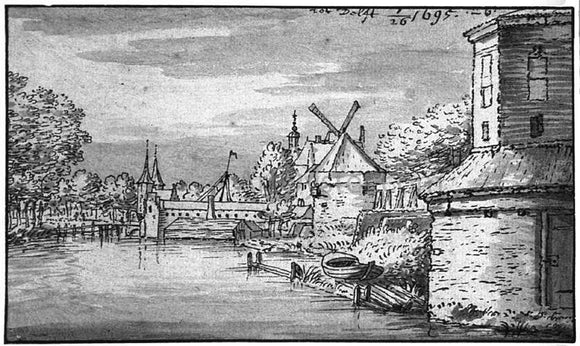  Josua De Grave Rotterdam Gate in Delft from Afar - Canvas Art Print