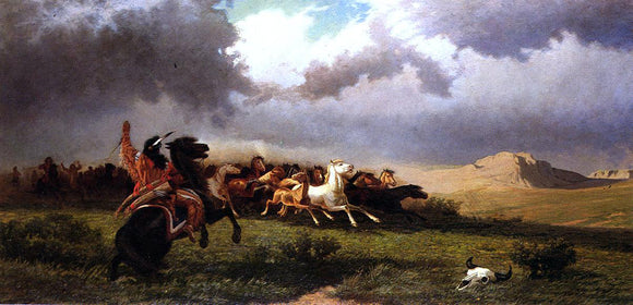  William De la Montagne Cary Rounding up Horses - Canvas Art Print