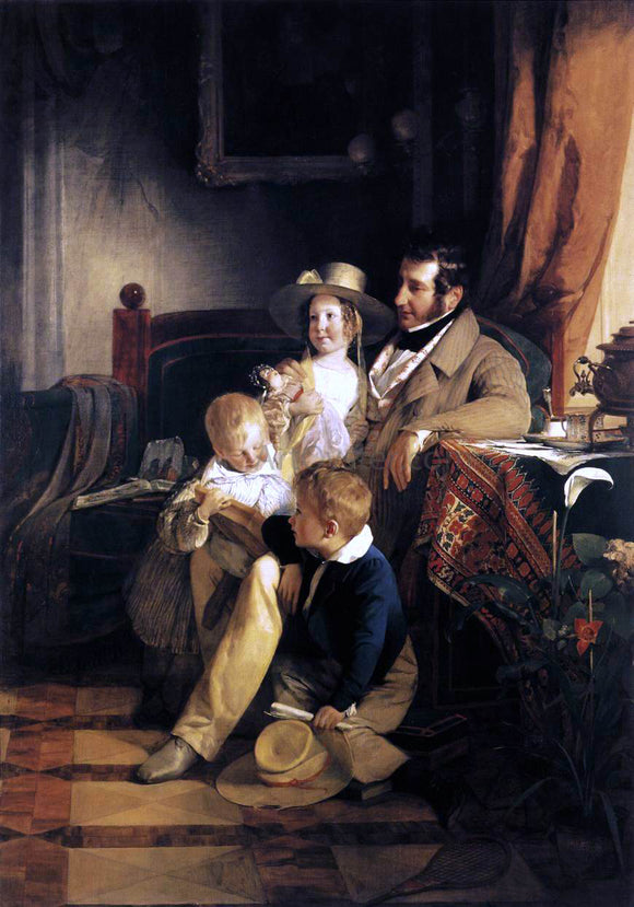  Friedrich Von Amerling Rudolf von Arthaber with his Children - Canvas Art Print