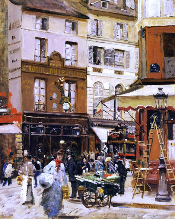  Jean-Francois Raffaelli Rue de Montmartre - Canvas Art Print