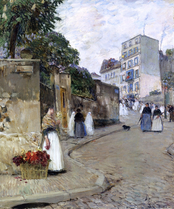  Frederick Childe Hassam Rue Montmartre, Paris - Canvas Art Print