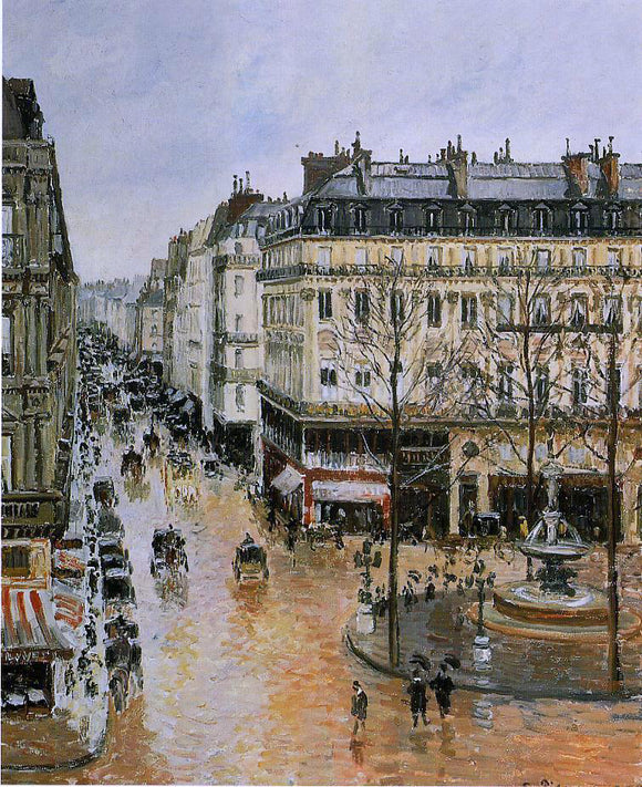  Camille Pissarro Rue Saint-Honore: Afternoon, Rain Effect - Canvas Art Print