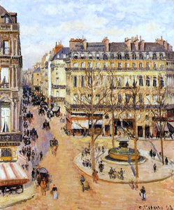  Camille Pissarro Rue Saint-Honore: Morning Sun Effect, Place du Theatre Francais - Canvas Art Print