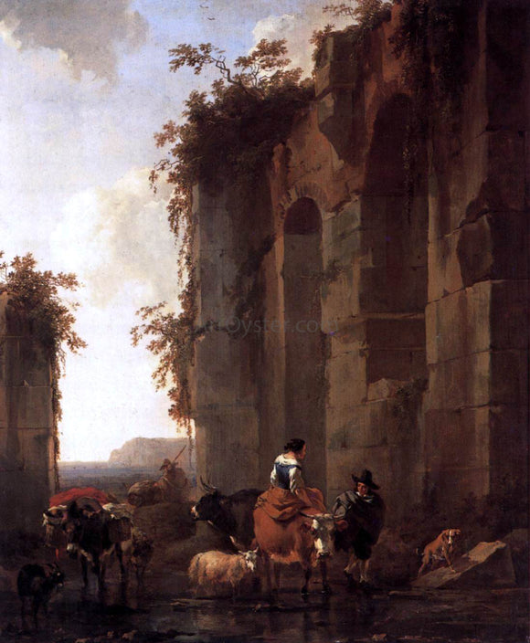 Nicolaes Berchem Ruins in Italy - Canvas Art Print